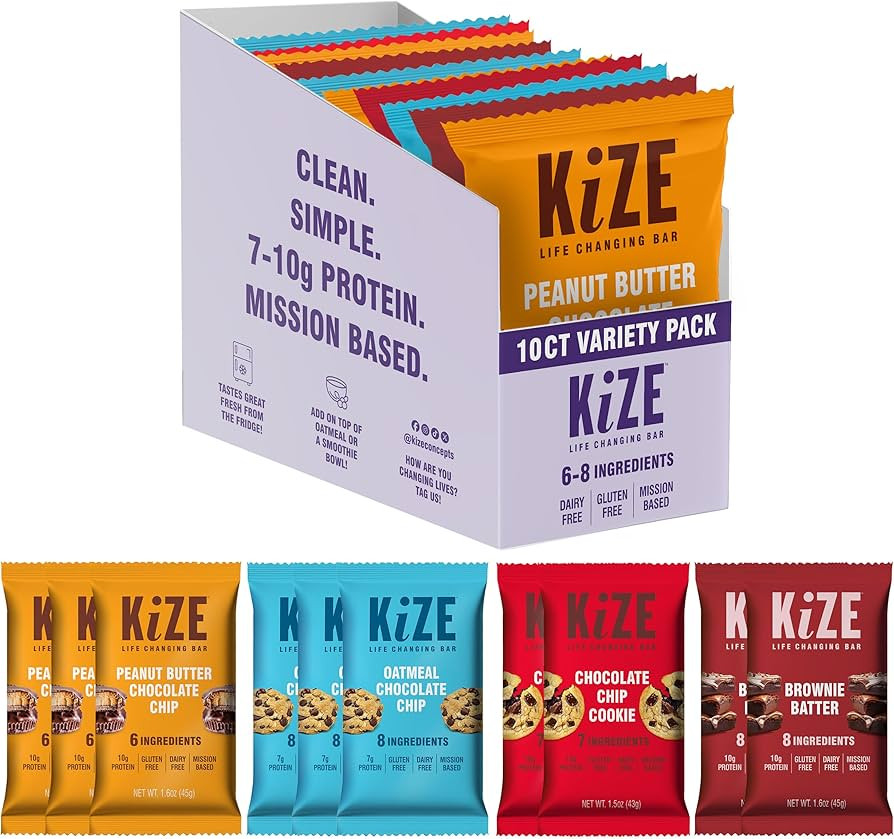 KiZE Energy Bars - Best Sellers Variety Pack - Gluten Free, Dairy Free Options, Non-GMO, and High... | Amazon (US)