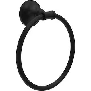 Chamberlain Wall Mount Round Closed Towel Ring Bath Hardware Accessory in Matte Black | The Home Depot