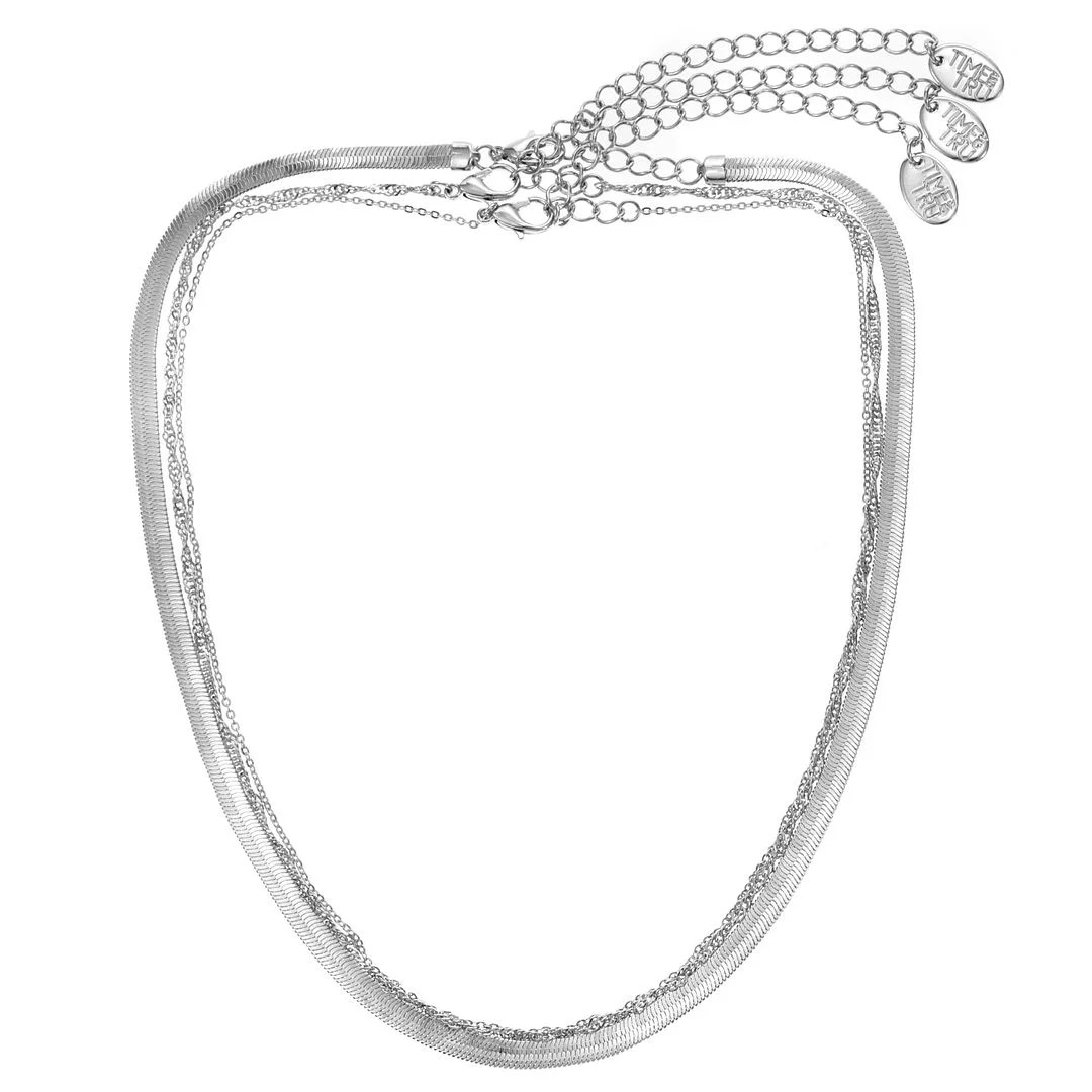 Women's Silver Chain Necklace Set, 3 Pieces | Walmart (US)