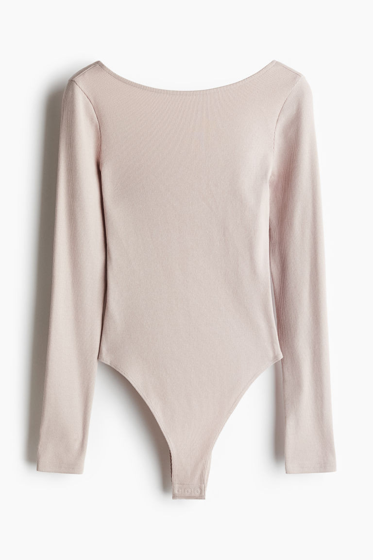 H & M - Ribbed Scoop-Back Bodysuit - Pink | H&M (US + CA)