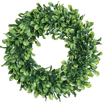 Lvydec Artificial Green Leaves Wreath - 15" Boxwood Wreath Outdoor Green Wreath for Front Door Wa... | Amazon (US)
