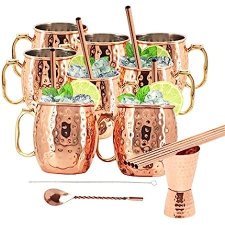 [Gift Set] Kitchen Science Moscow Mule Mugs, Stainless Steel Lined Moscow Mule Cups Set of 6 (18oz)  | Amazon (US)