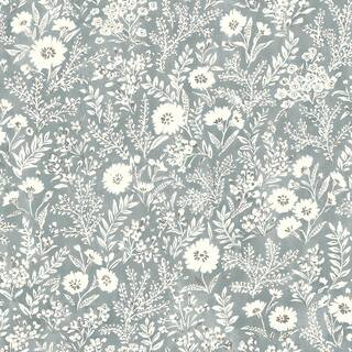 Chesapeake Agathon Blue Floral Matte Pre-pasted Paper Wallpaper 4072-70051 - The Home Depot | The Home Depot