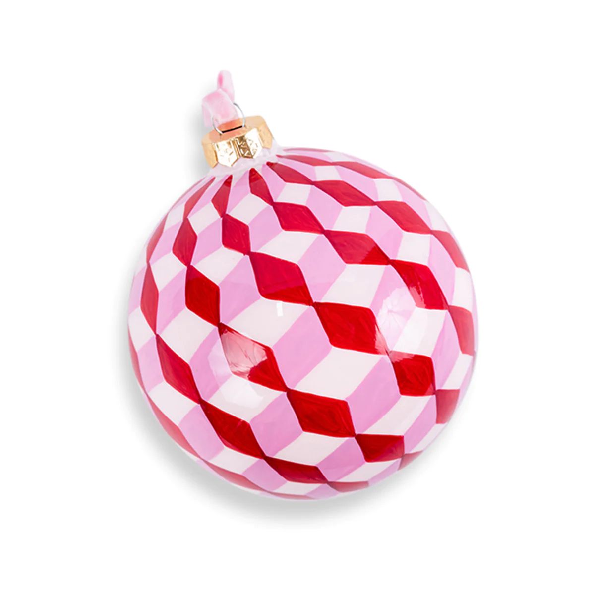 Checkered Bauble Ornament - Pink | Furbish Studio