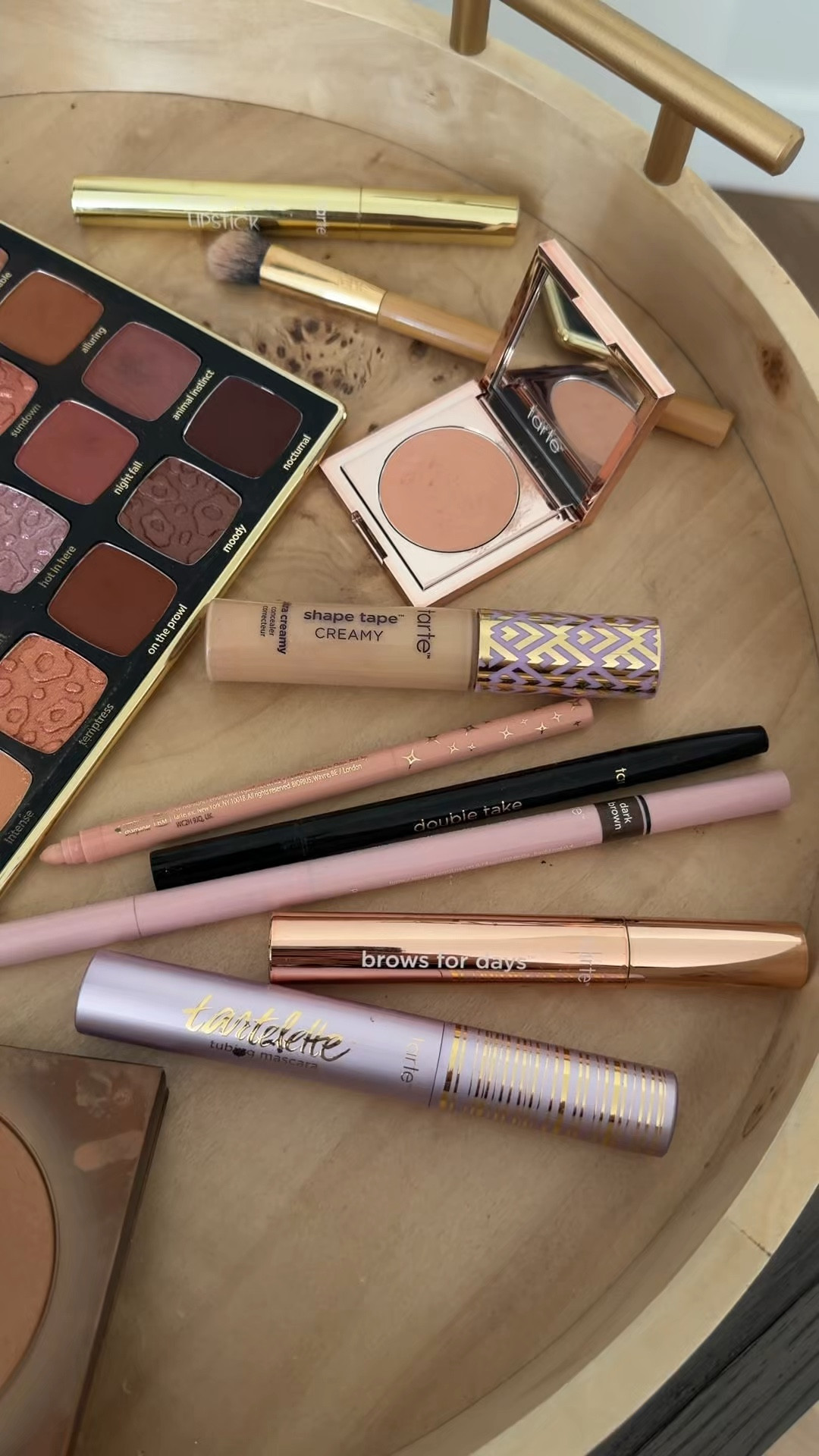 My everyday makeup favorites 
Dark under eye concealer, concealer brush, aging skin concealer ( I alternate between the two), eye brightening pencil, liquid/pencil eyeliner, microblading brow pen and brow gel, best mascara, face bronzer, go to eyeshadow palette, lipstick, not pictured…but love plumping lip liner, maracuja juicy lip balm, foundation sponge and bronzer brush (use with blush as well)  @Tarte 

#LTKgrwm #LTKOver40 #LTKBeauty