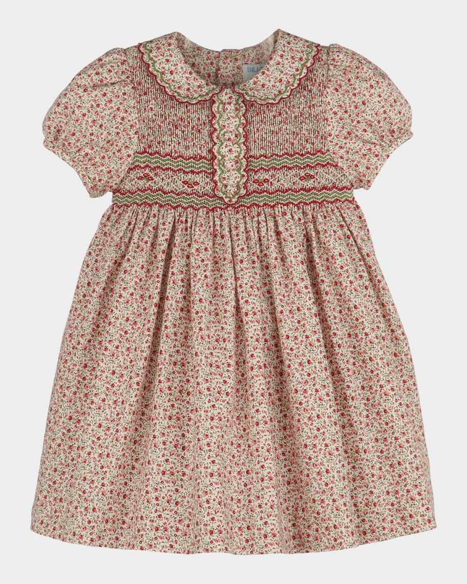 Girl's Smocked Mulberry Floral Cotton Dress, Size 2T-6 | Neiman Marcus