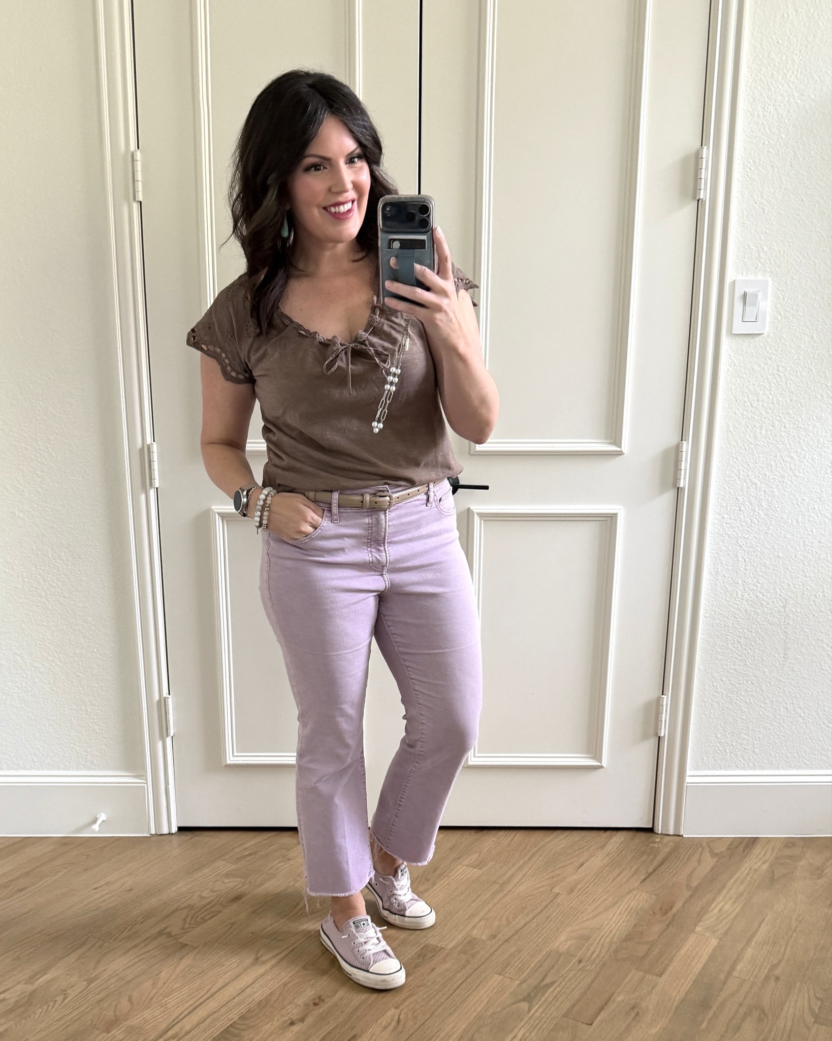 Lucky Brand top I found at my local Marshall’s. I cannot find it anywhere online 😭 I’ll tag similar looks. Almost everything is old but this can be recreated! The belt is still available  