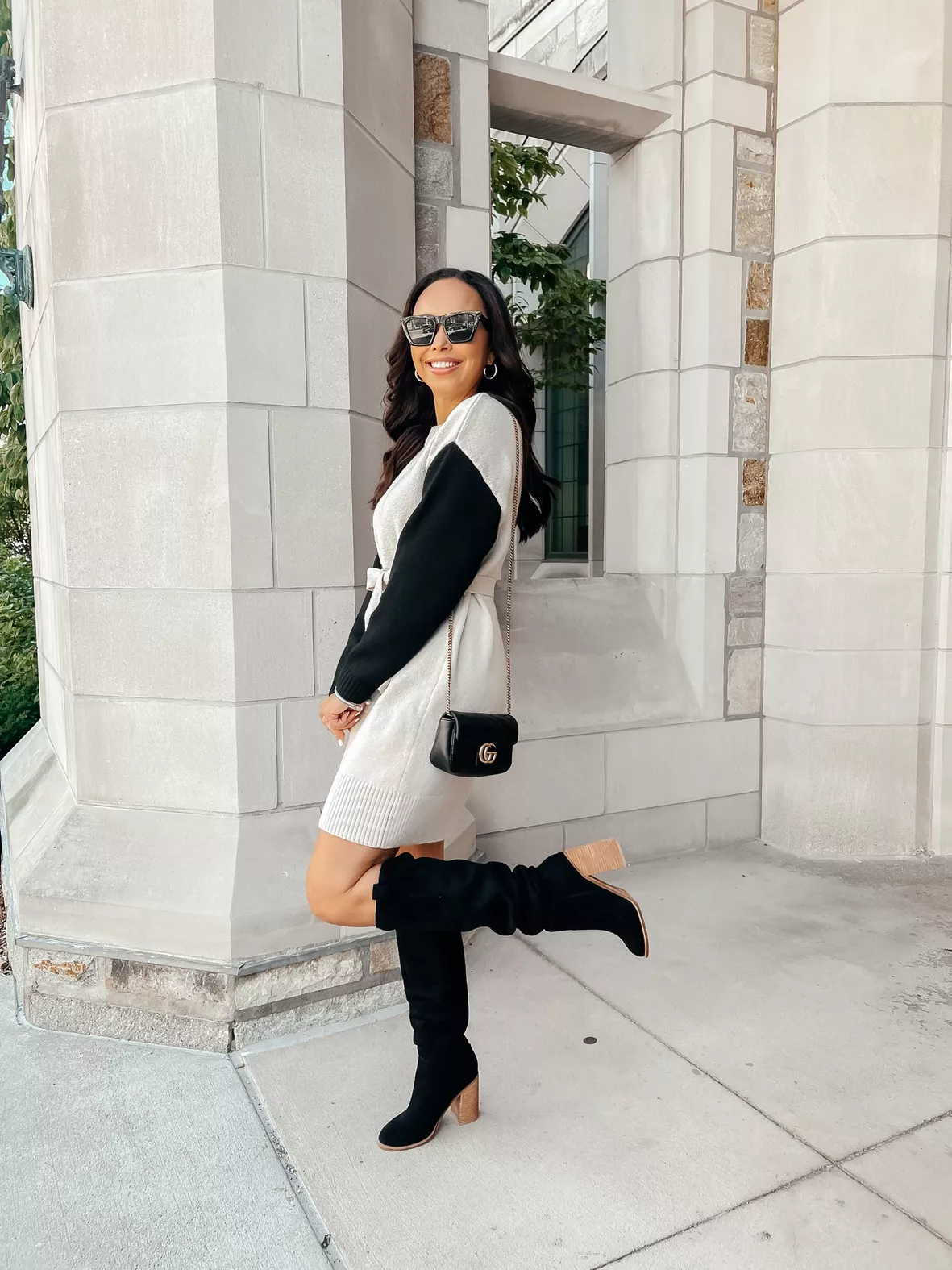 black dress with white boots & For Fall Magnolia Boutique Affordable White Boots for Spring