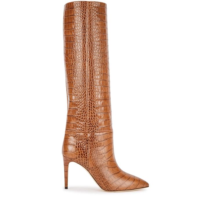 Paris Texas 85 Crocodile-effect Leather Knee-high Boots | Harvey Nichols (Global)