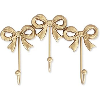 Small Bow Wall Hook,Gold Wall Mounted Functional Hooks,Antique Gold Cast Iron Hook for Coats,Bags... | Amazon (US)
