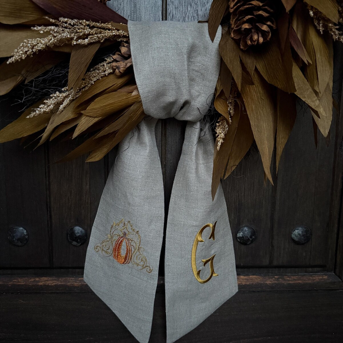 Christmas Tartan Plaid Wreath Sash With Monogram, Wreath Bow, Monogram Front Door, Housewarming G... | Etsy (US)