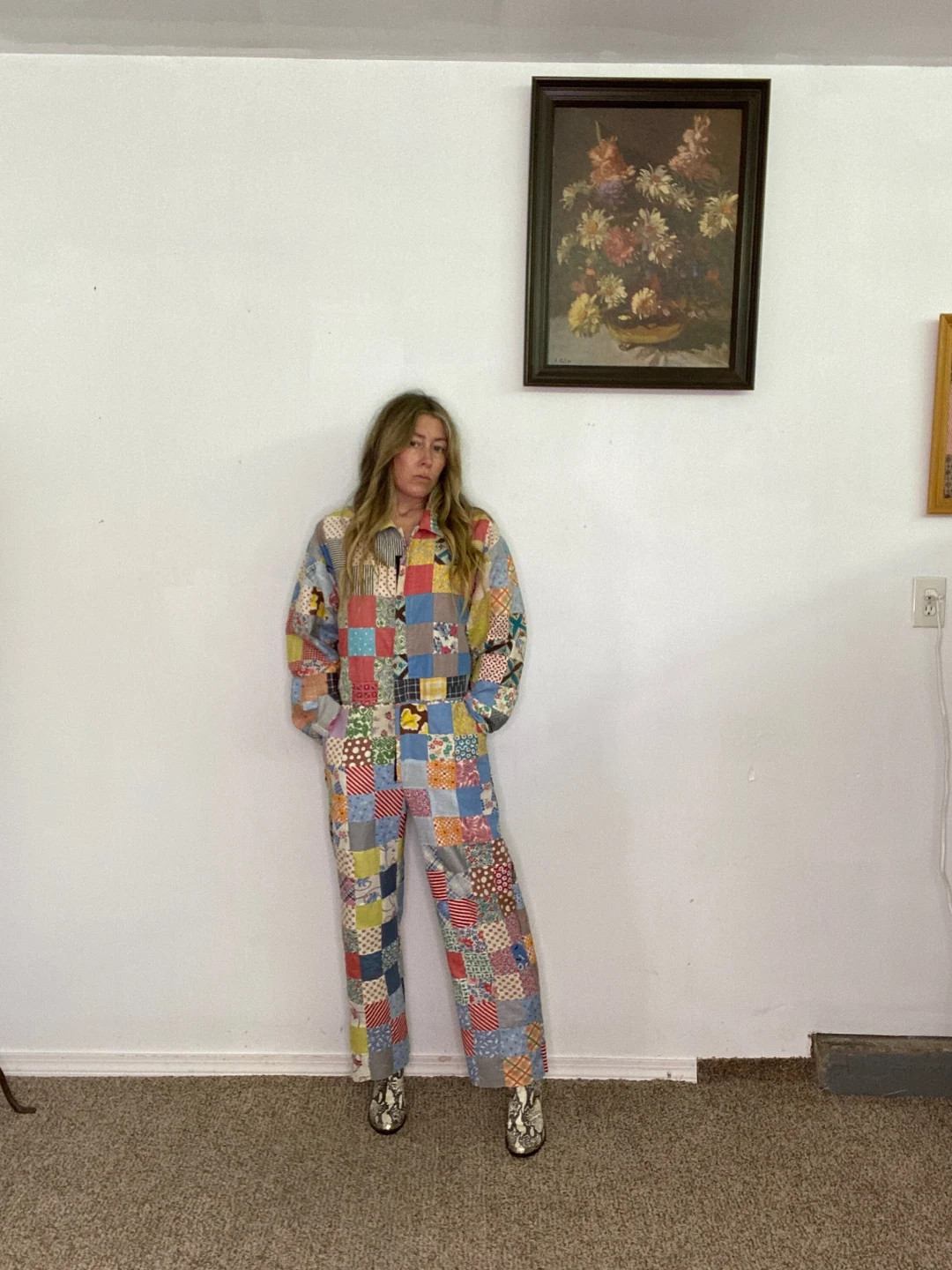 Handmade Coveralls, Feedsack, Quilt Top, Patchwork, Jumpsuit, Zip Front, Flight Suit, Pockets, On... | Etsy (US)