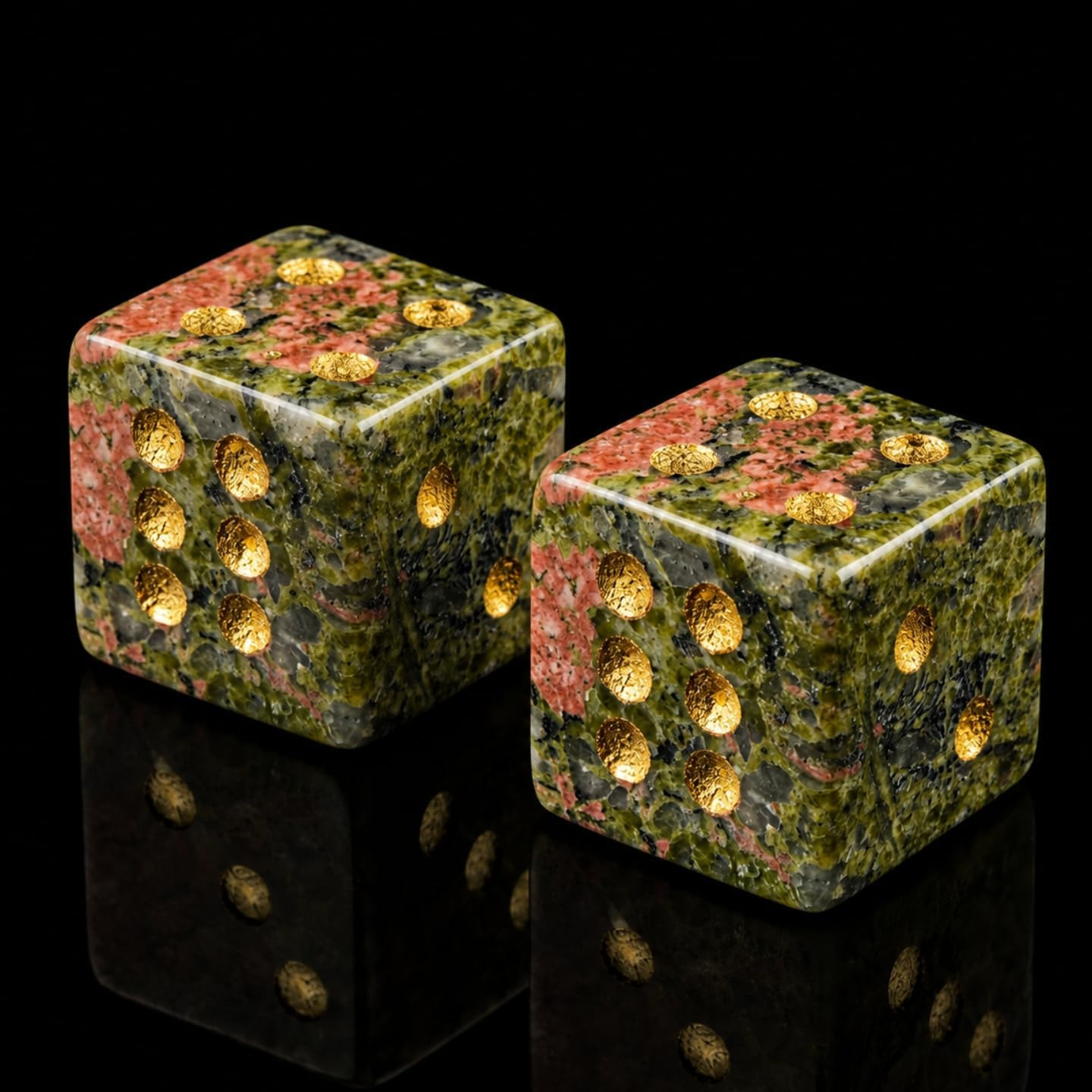 2PCS Natural Gemstone Mahjong Dice, 16mm Crystal D6 Dice Set Stone Dice for Games, Accessories, Tabletop Board Games, Casino Games, Craps, DIY Crafts（Unakite） | Amazon (US)