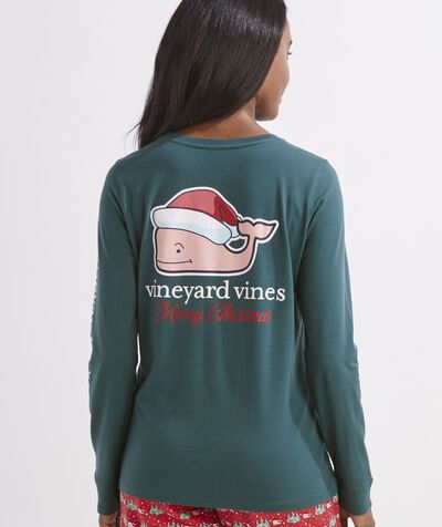 Women's Santa Whale Long-Sleeve Pocket Tee | vineyard vines