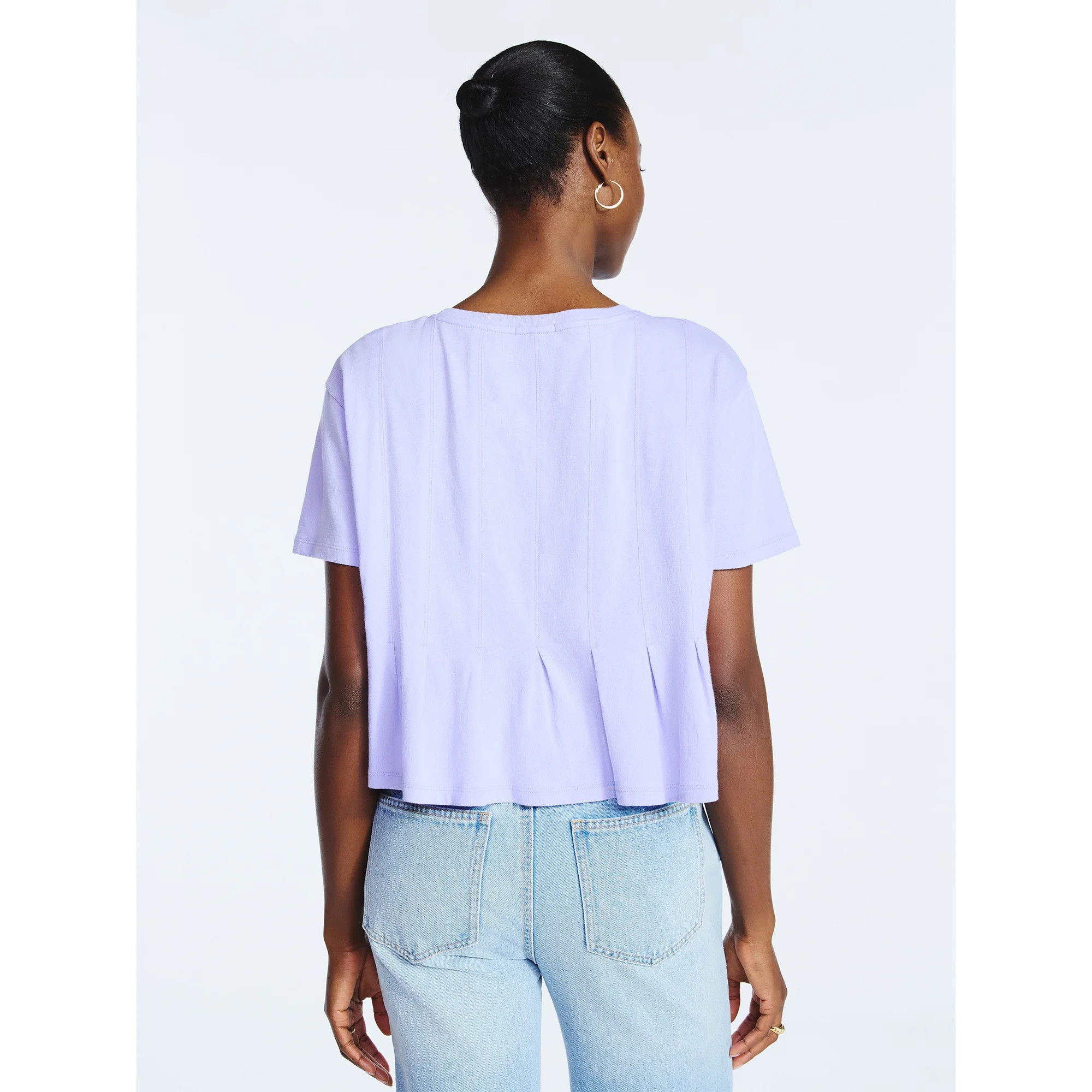 Scoop Women’s and Women's Plus Pleated Cropped Cotton Tee, Sizes XS-4X | Walmart (US)
