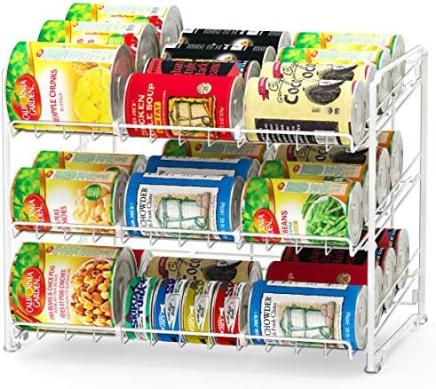 Amazon.com: SimpleHouseware Stackable Can Rack Organizer, White: Kitchen & Dining | Amazon (US)