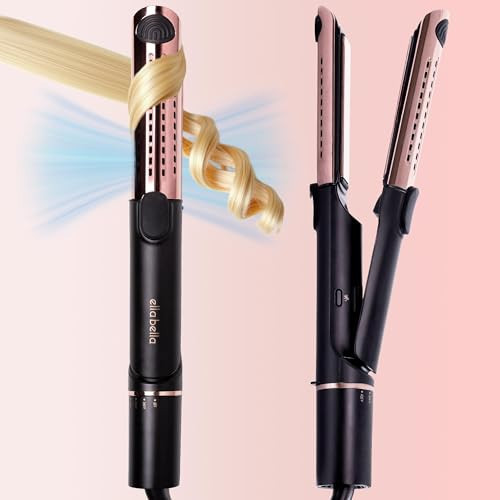 ELLA BELLA® Hair Straightener and Air Curler 2 in 1 • Titanium Flat Iron Curling Iron in One • Cooling Air Vents to Effortlessly Lock in Style • Multiple Looks, Professional Salon Results | Amazon (US)