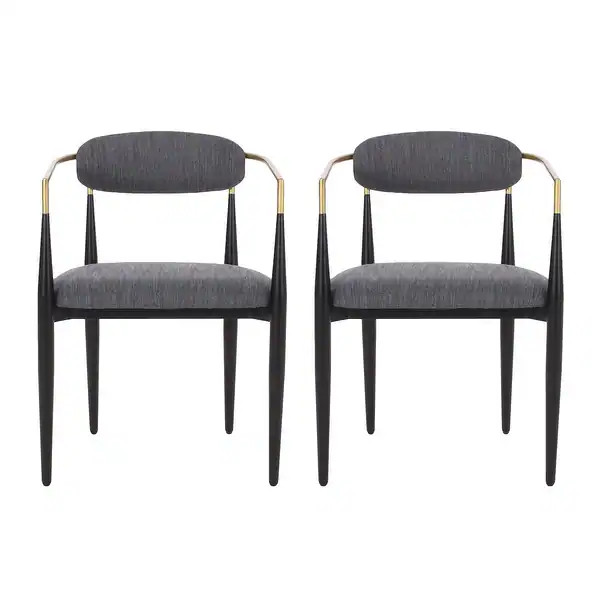 Elmore Fabric Upholstered Iron Dining Chairs (Set of 2) by Christopher Knight Home - Overstock - ... | Bed Bath & Beyond