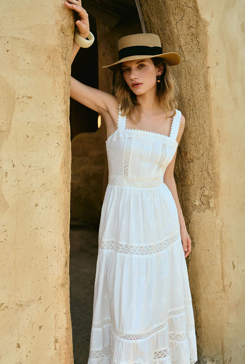Clarabel Cotton Midi Dress - White | Petite Studio NYC