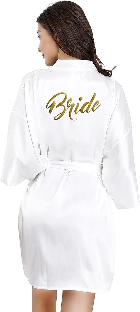 EPLAZA Women One Size Bride Bridesmaid Robes with Gold Glitter for Wedding Party | Amazon (US)