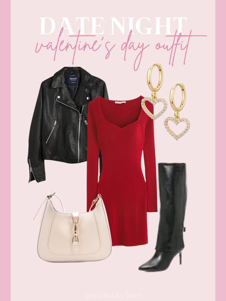 Valentine’s Day date night outfit!

Leather jacket, knee high boots, purse, sweater dress, heart earrings

#LTKSeasonal #LTKstyletip