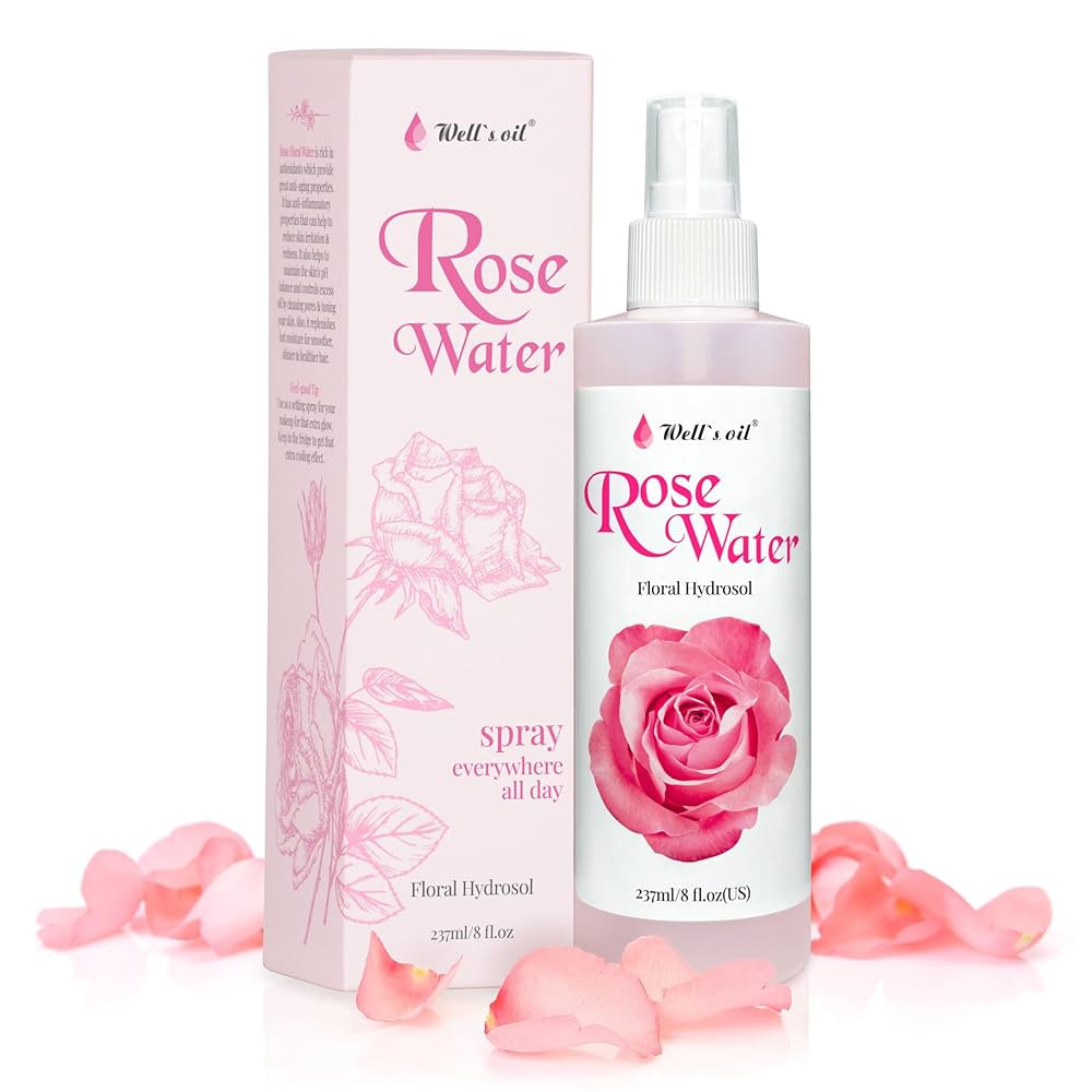 Well's Oil Rosewater Mist Spray (8 Fl oz) – Hydrates, Soothes & Refreshes | 100% Natural | No C... | Amazon (US)