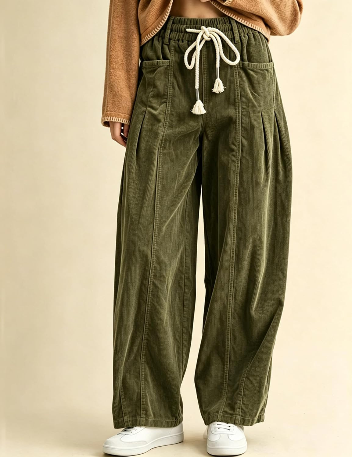 Himosyber Women's Corduroy Pants Baggy Wide Leg Harem Pants | Amazon (US)