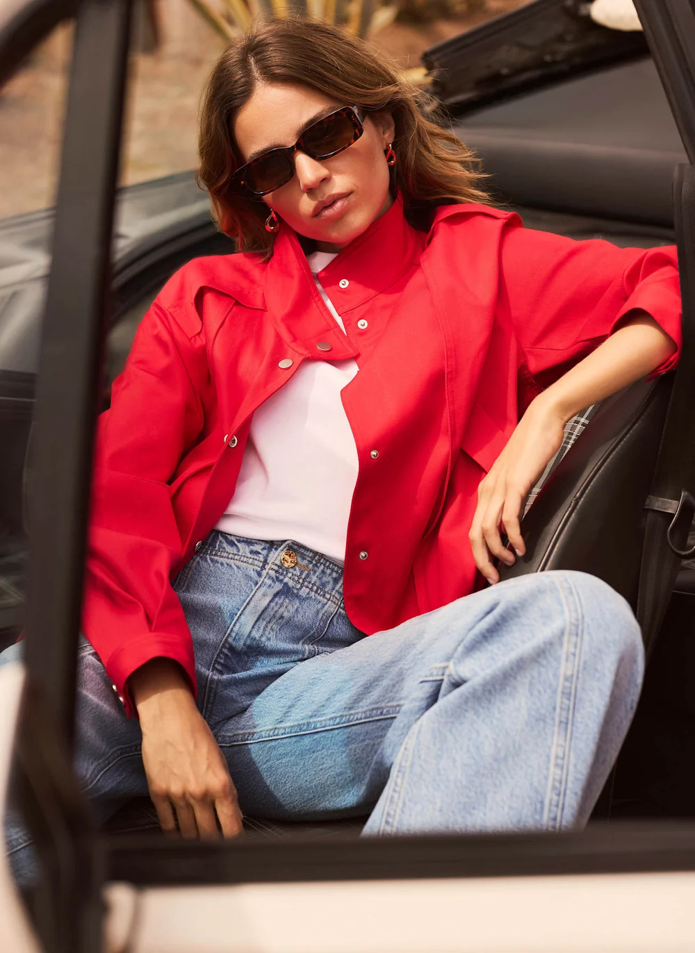 Red Funnel Neck Bomber Jacket | Mint Velvet