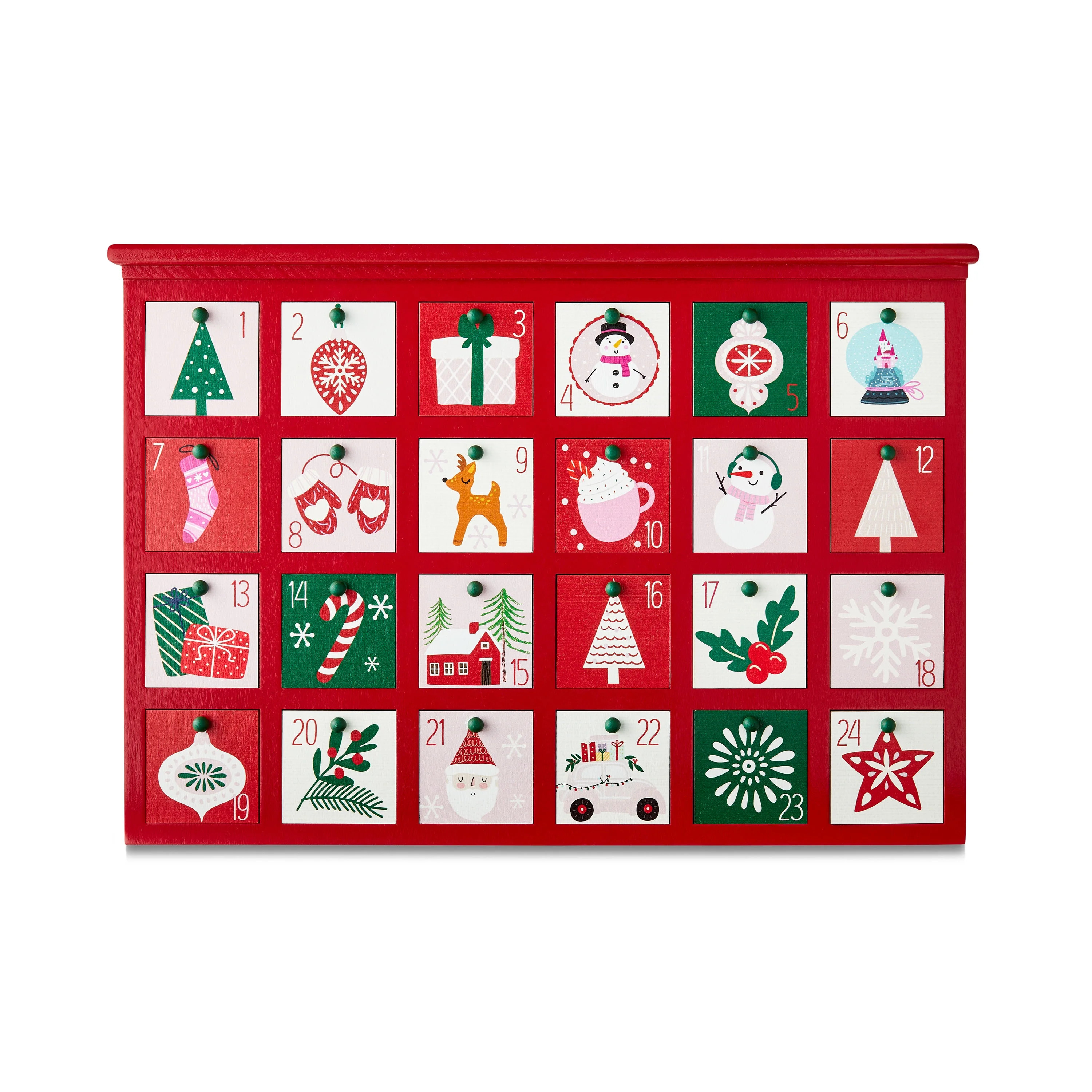 Countdown To Christmas Red Wooden Advent Calendar, 10.5 in, by Holiday Time - Walmart.com | Walmart (US)