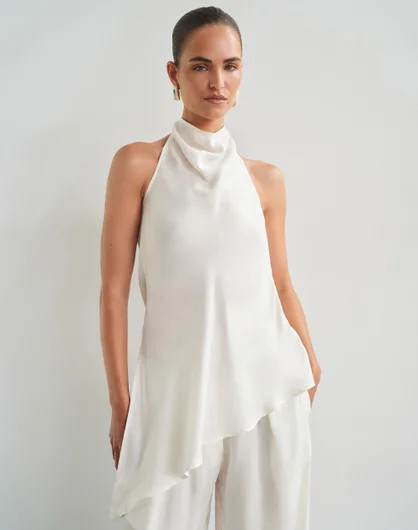 EDT. Cupro Blend Asymmetrical Halter Top | Glassons (Australia)