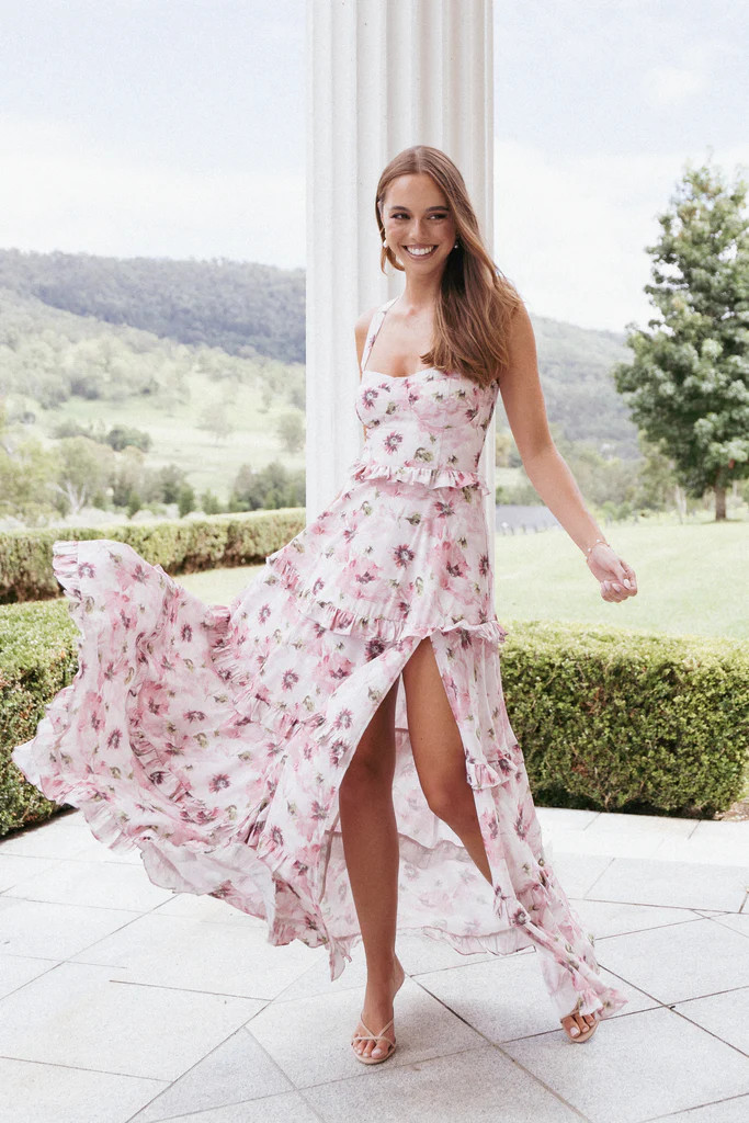 Lillee Tiered Maxi Dress - Pink Bloom | Petal & Pup (US)