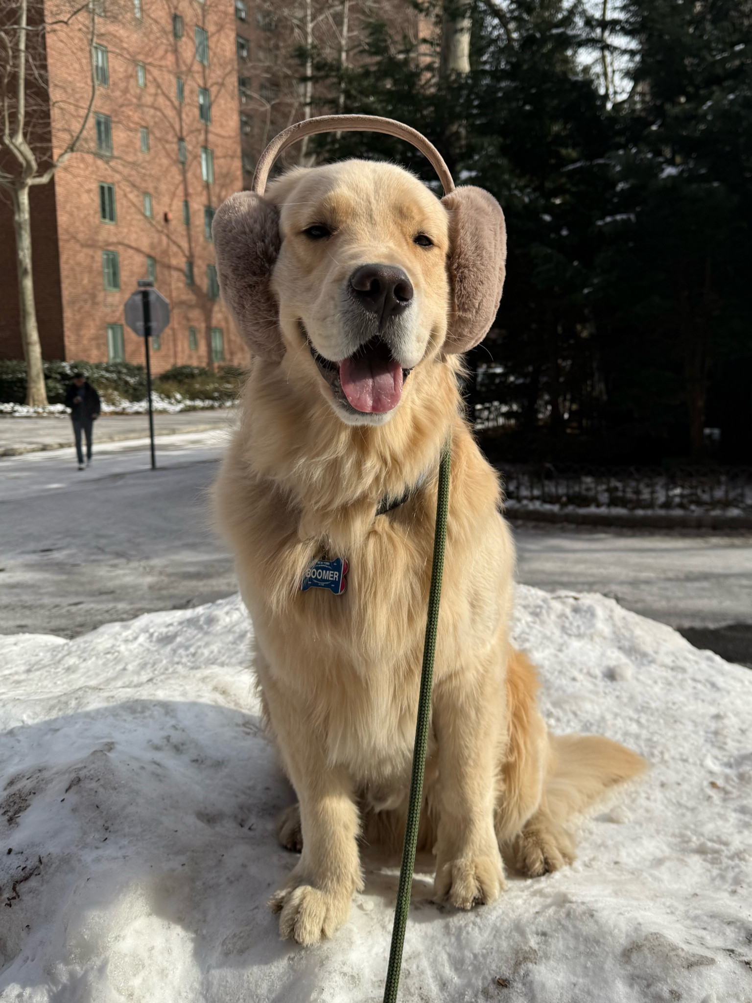 Khaki fuzzy earmuffs 