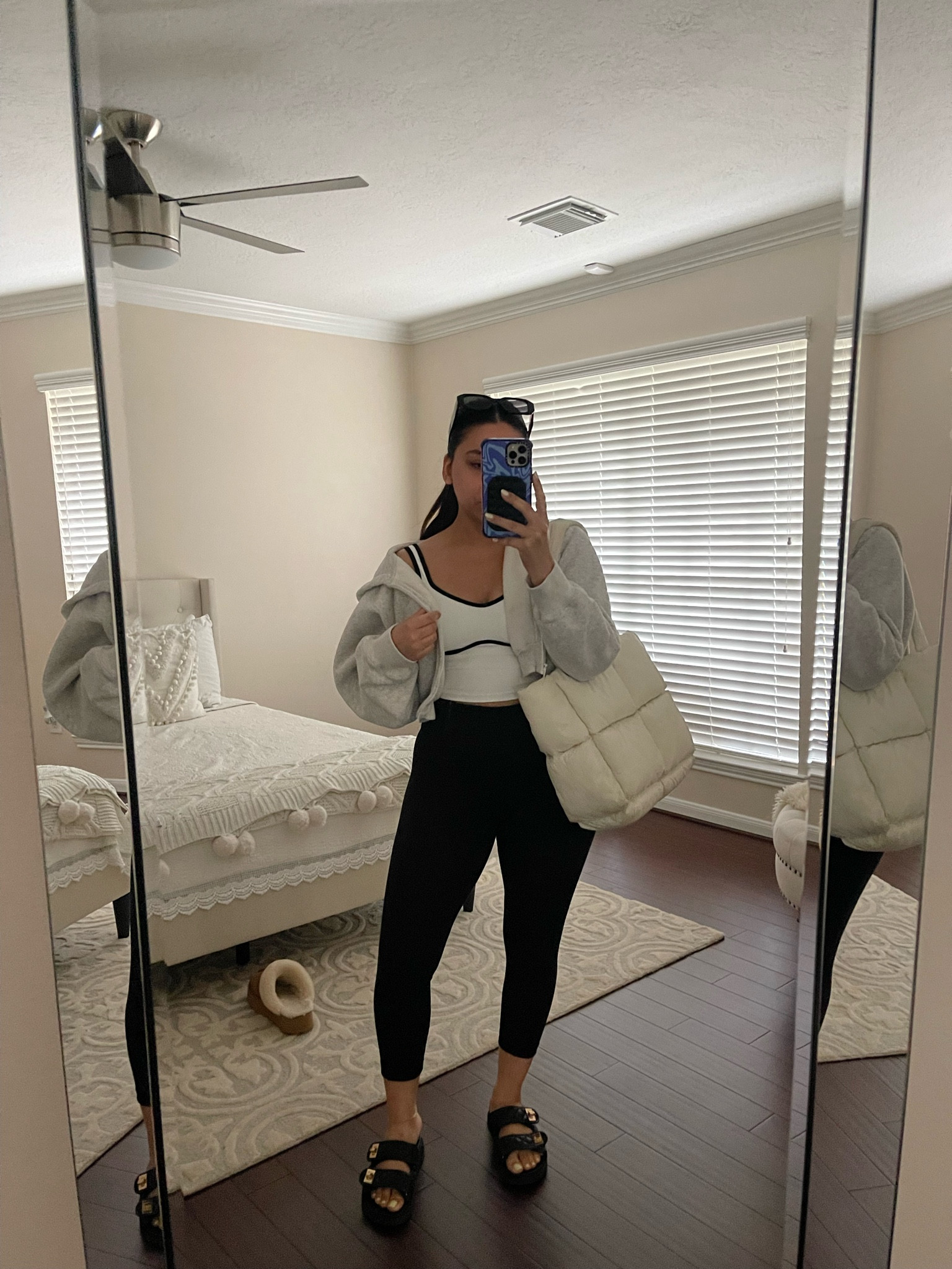 Hot yoga outfit idea 
Tank: small
Leggings: small
Sandals: 6 
Black sunglasses 
Puffer tote bag 

#LTKStyleTip #LTKFindsUnder100 #LTKFitness