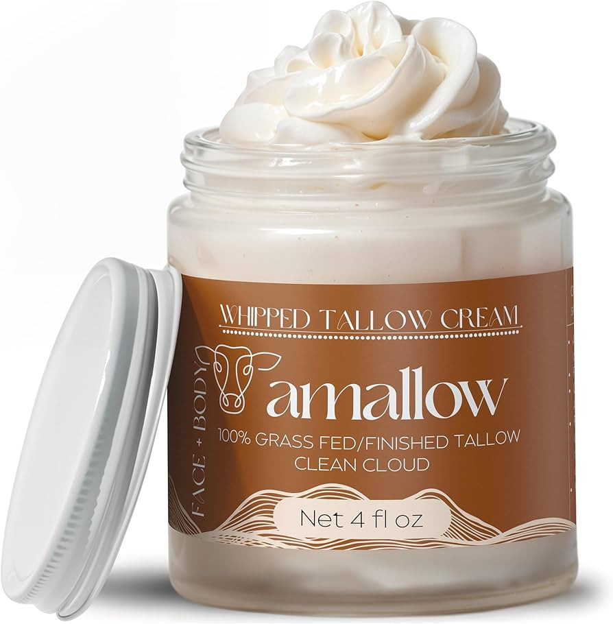 Amallow 100% Grass Fed Beef Tallow for Skin Care - Face + Body - Whipped Moisturizer - Natural Lo... | Amazon (US)