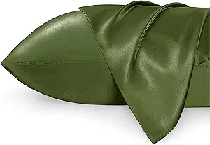 Bedsure King Size Satin Pillowcase Set of 2 - Pesto Silky Pillow Cases for Hair and Skin 20x36 In... | Amazon (US)