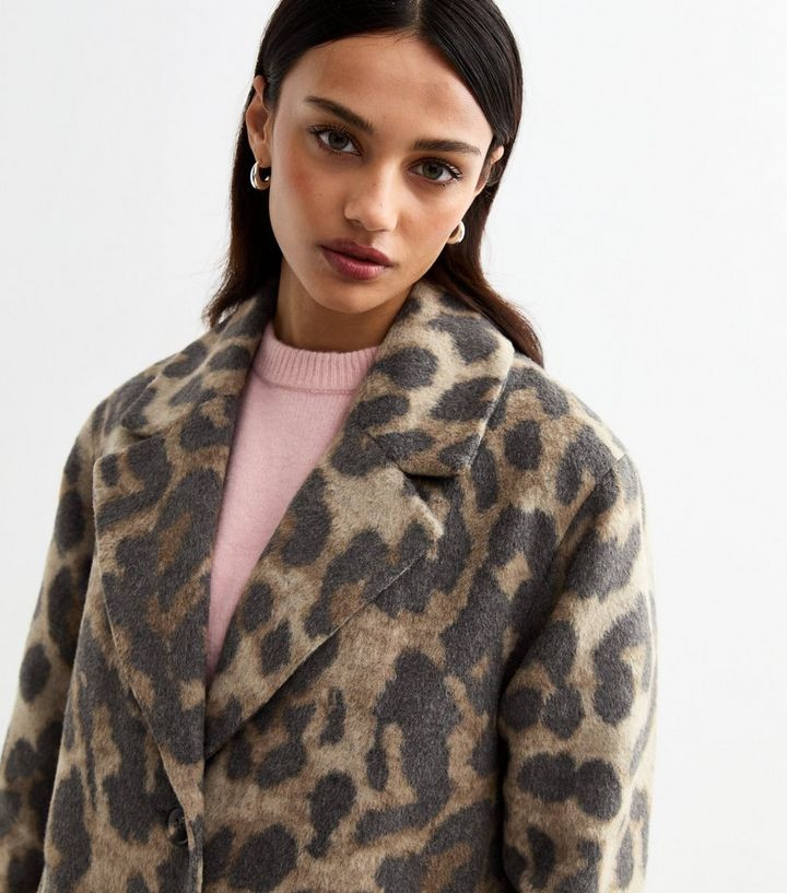 Brown Leopard Print 3 Button Coat
						
						Add to Saved Items
						Remove from Saved Items | New Look (UK)