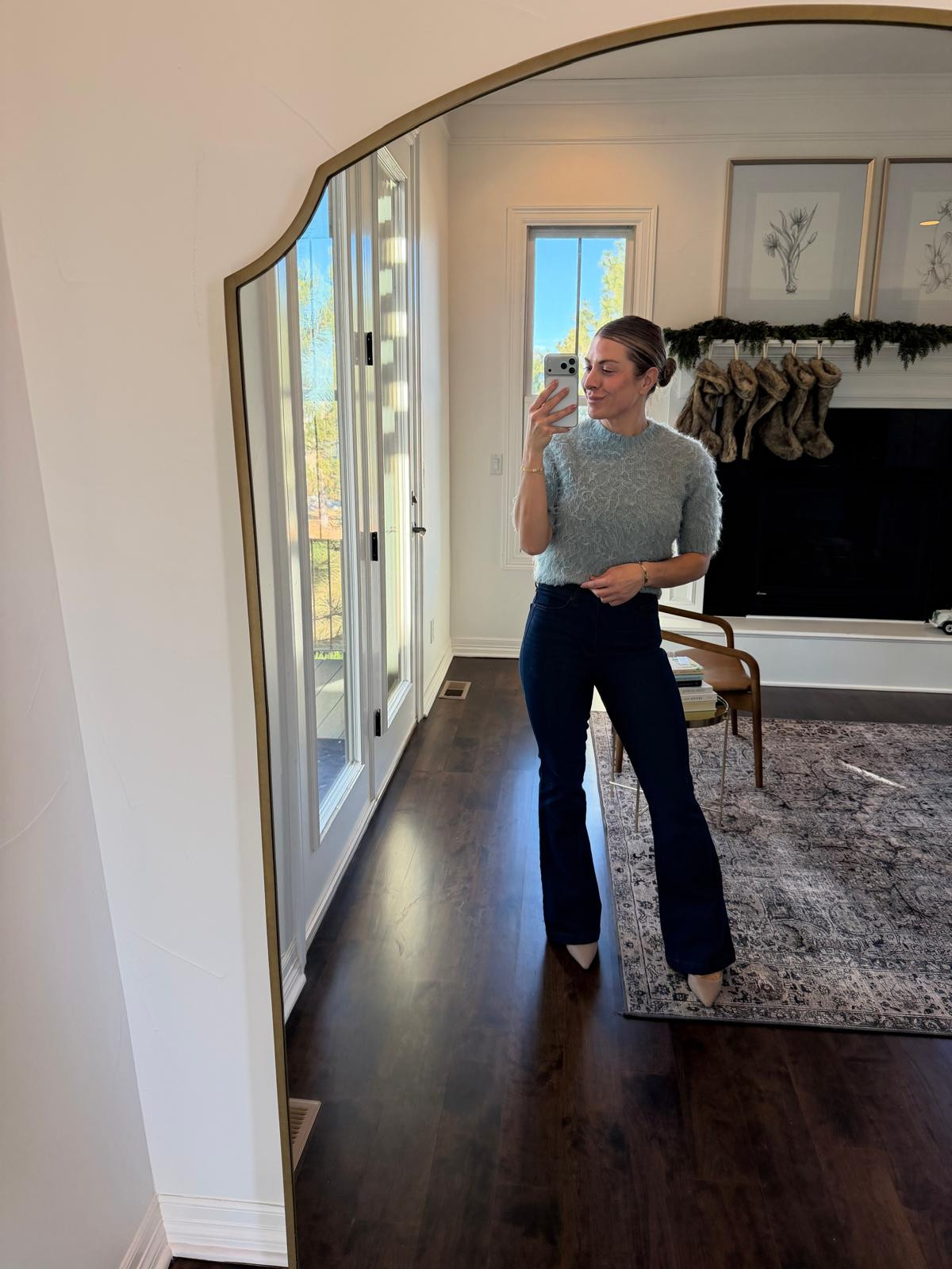 Fluffy sweater season is in full swing and these flare high rise jeans from Walmart are giving main character energy. Cozy meets vintage cool 💁‍♀️🩵🪩  
#WalmartFinds #OOTD #CozyStyle #FlareJeans #FallFashion #AffordableFashion #LTKStyle #CasualChic #EverydayOutfit #ComfyVibes   

 #LTKootd #LTKmomlife #LTKSeasonal