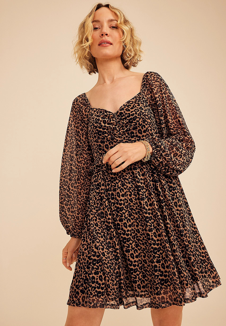 Leopard Sweetheart Babydoll Dress | Maurices