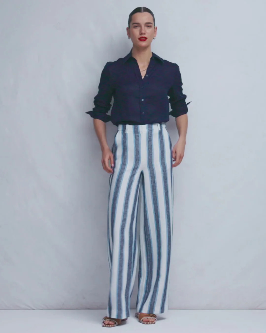 Belgravia Linen Pants-Blue and White Stripe | Boden (US)
