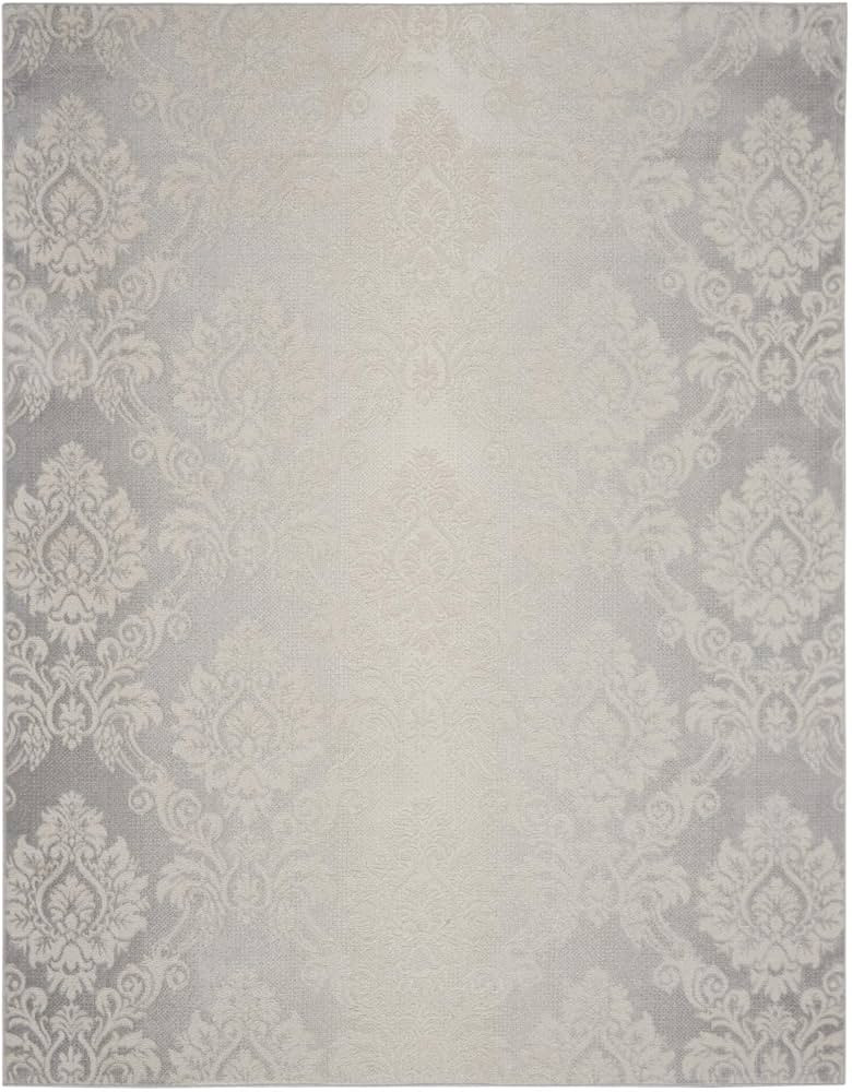 Nourison Elation Floral Ivory Grey 7'10" x 9'10" Area Rug, Easy Cleaning, Non Shedding, Bed Room,... | Amazon (US)
