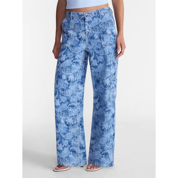 No Boundaries Wide Leg Cargo Pants, 31'' Inseam, Women's | Walmart (US)