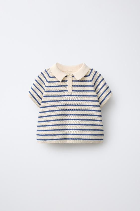 STRIPED KNIT POLO SHIRT | Zara US