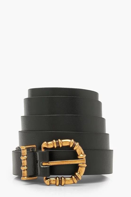 Plus Textured Buckle Boyfriend Belt | Boohoo.com (US & CA)