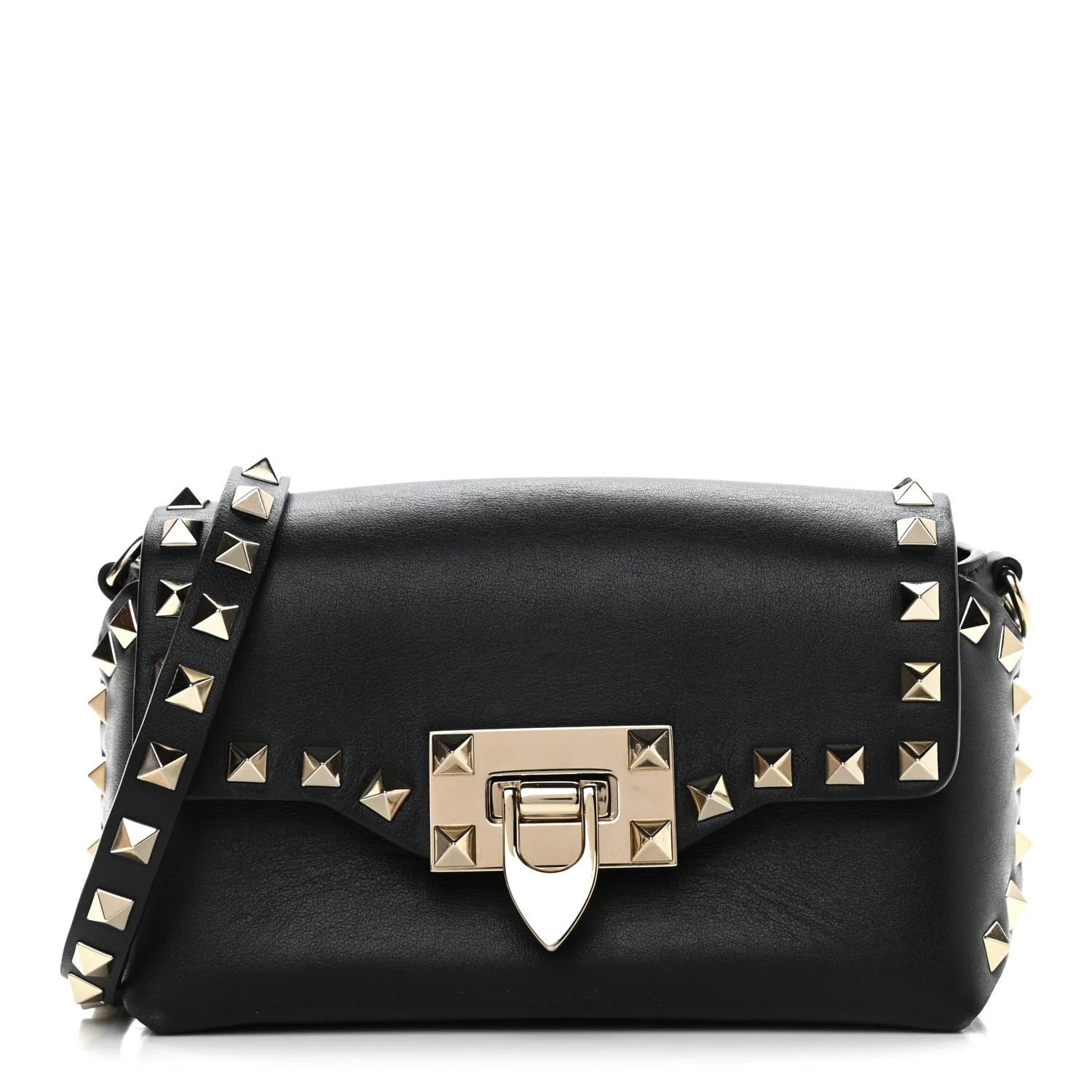 VALENTINO GARAVANI Vitello Mini Rockstud Crossbody Bag Black | FASHIONPHILE (US)