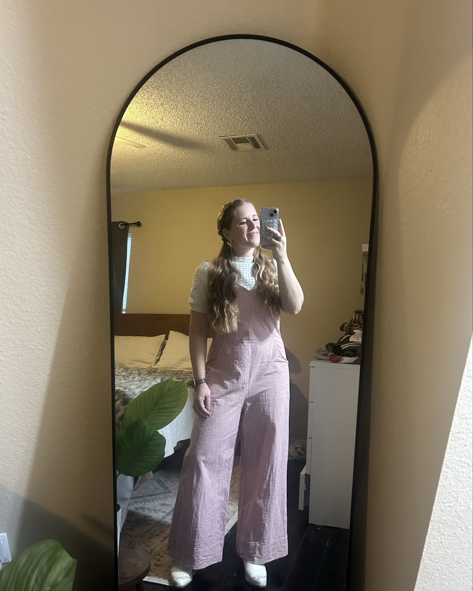 Teacher jumpsuit with pockets! True to size. Boots are high quality and make me feel like a Disney princess 🤍. They are from Ivy City Dress Co.