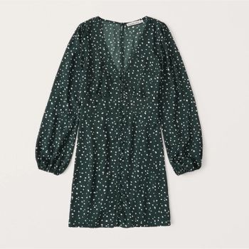 Long-Sleeve V-Neck Mini Dress | Abercrombie & Fitch (US)