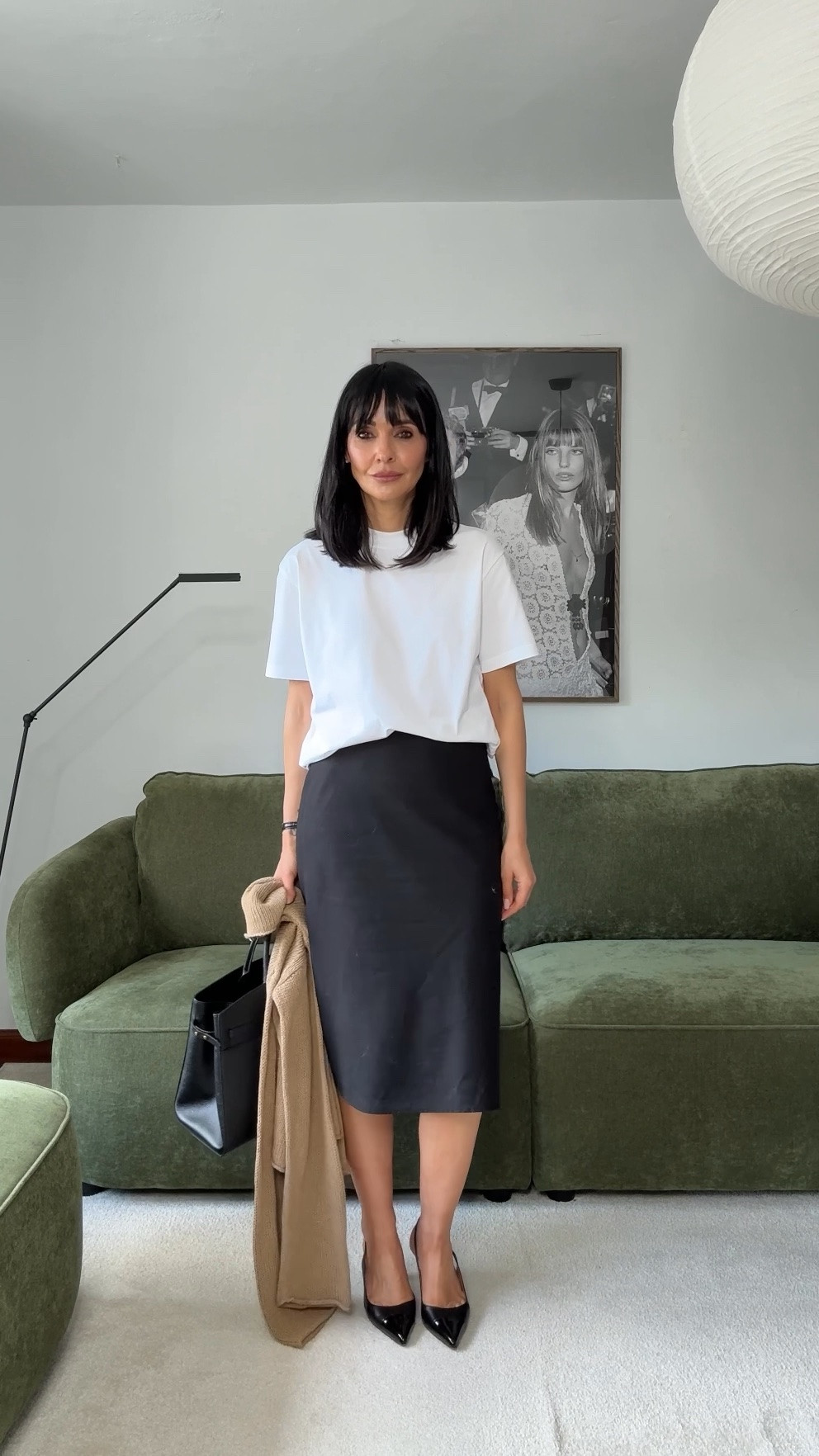 Essential white tee, midi skirt, workwear inspiration.

#LTKeurope #LTKsummer #LTKworkwear