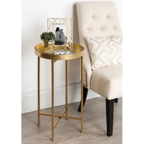 Kate and Laurel Celia Round Metal Foldable Tray Accent Table - Overstock - 19967681 | Bed Bath & Beyond