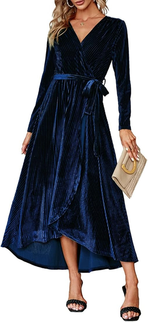 BerryGo Women's Boho V Neck Ruffle Floral Wrap Maxi Dress | Amazon (US)