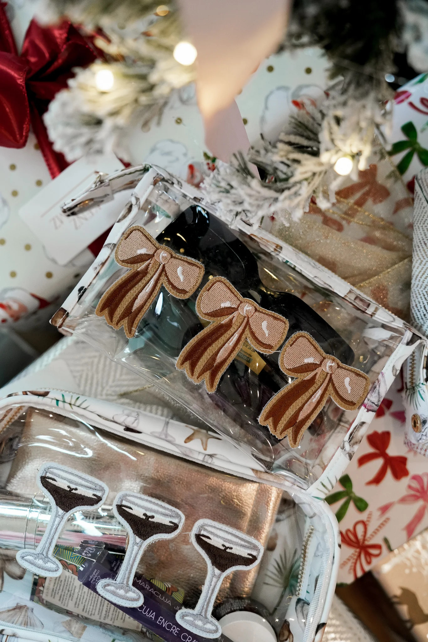 3 Brown Bows - Snap Clear Pouch | KenzKustomz